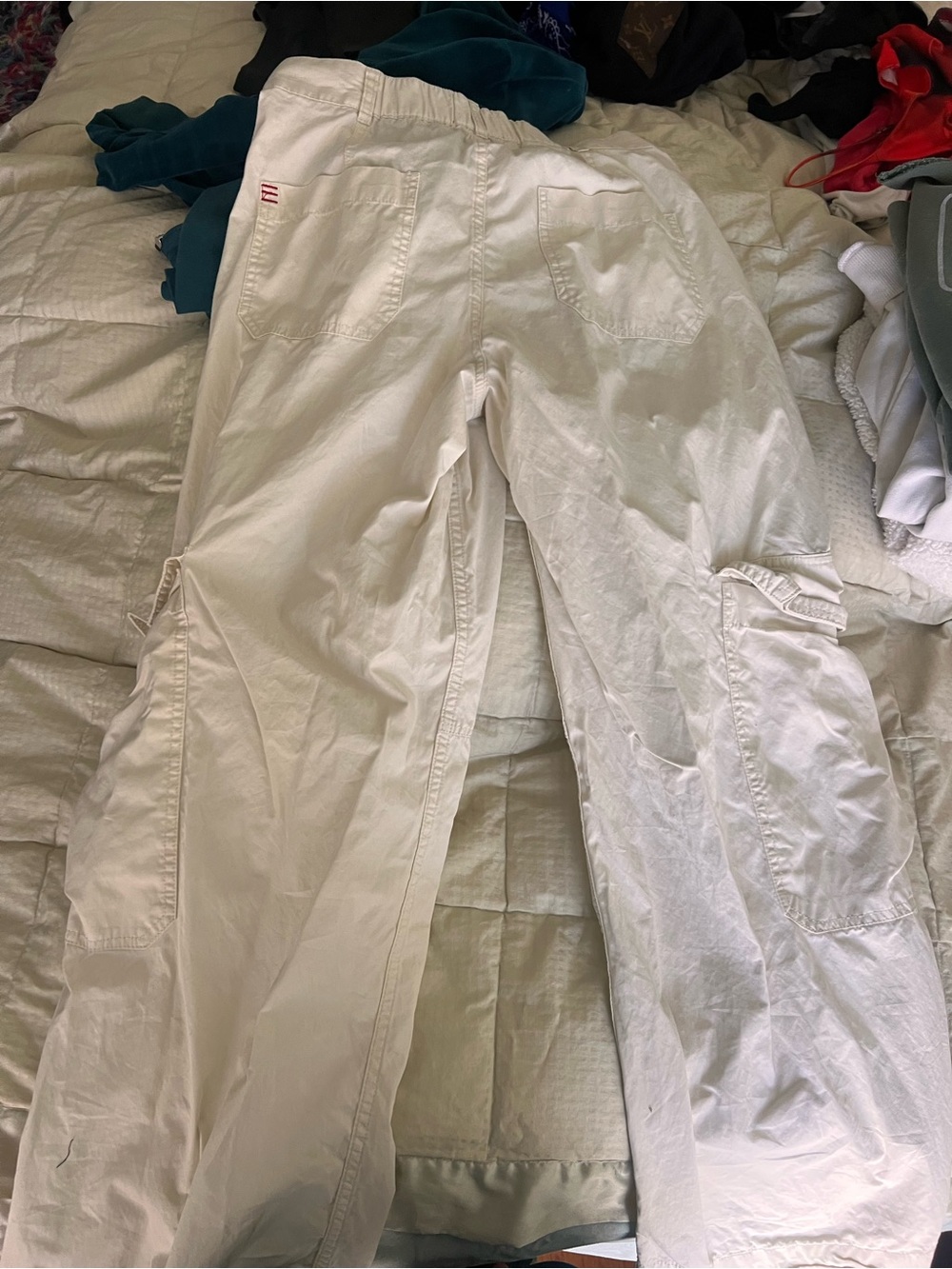 BDG Cream Cargo Pants with Elastic Waist